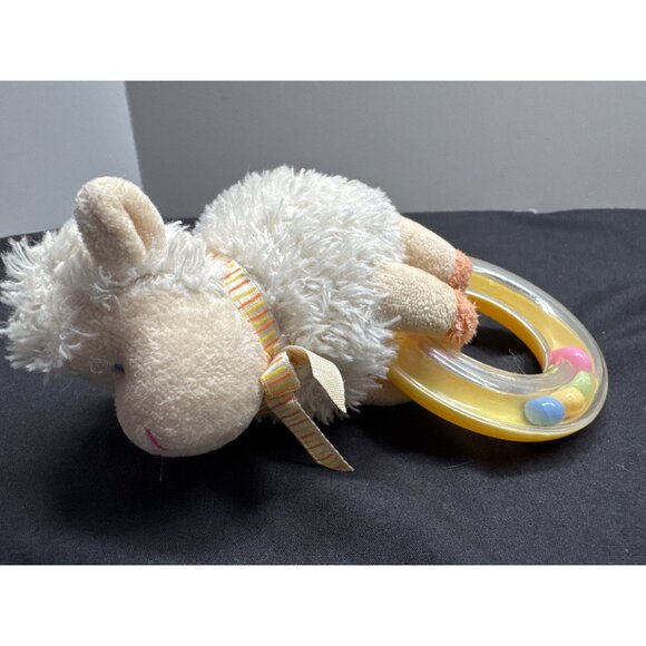 Child Of Mine By Carters Plush Lamb Baby Ring Rattle Toy Ideal For Newborns - Picture 5 of 6